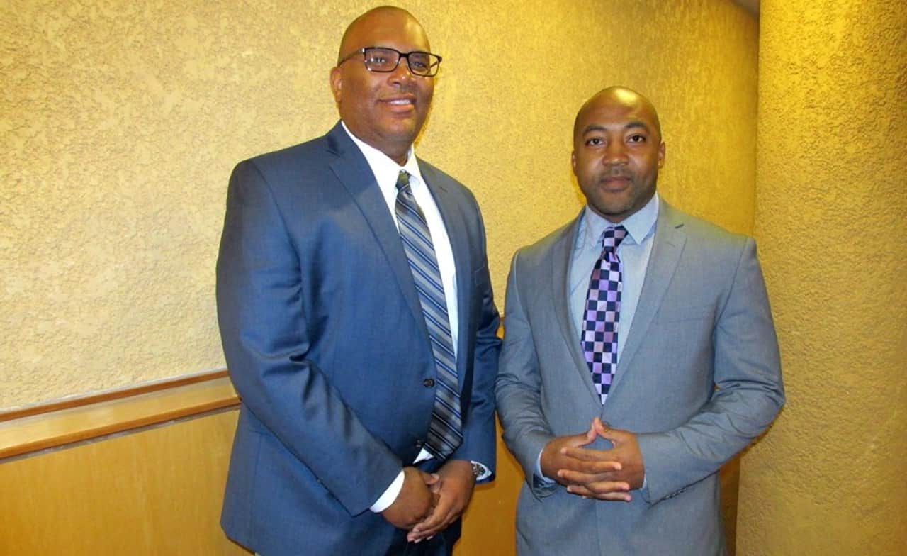 New Rochelle High School Principal Reggie Richardson (left) and City Councilman Jared Rice.