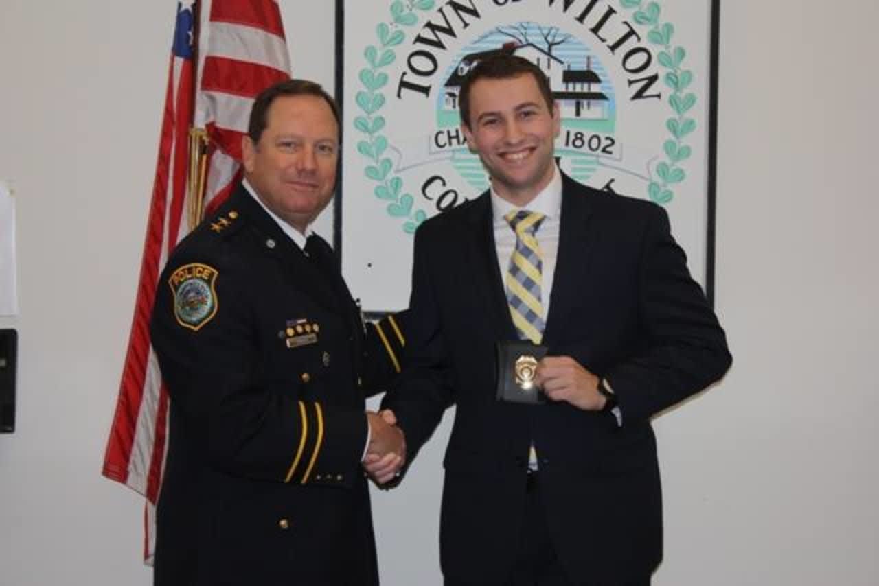 Sean Baranowski is the newest officer on the Wilton police force.