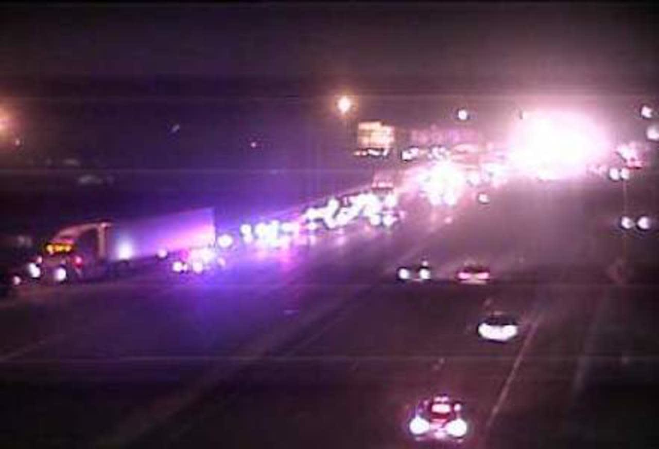 Traffic is diverted off I-95 northbound in Norwalk because of a crash between Exits 16 and 17 late Thursday.