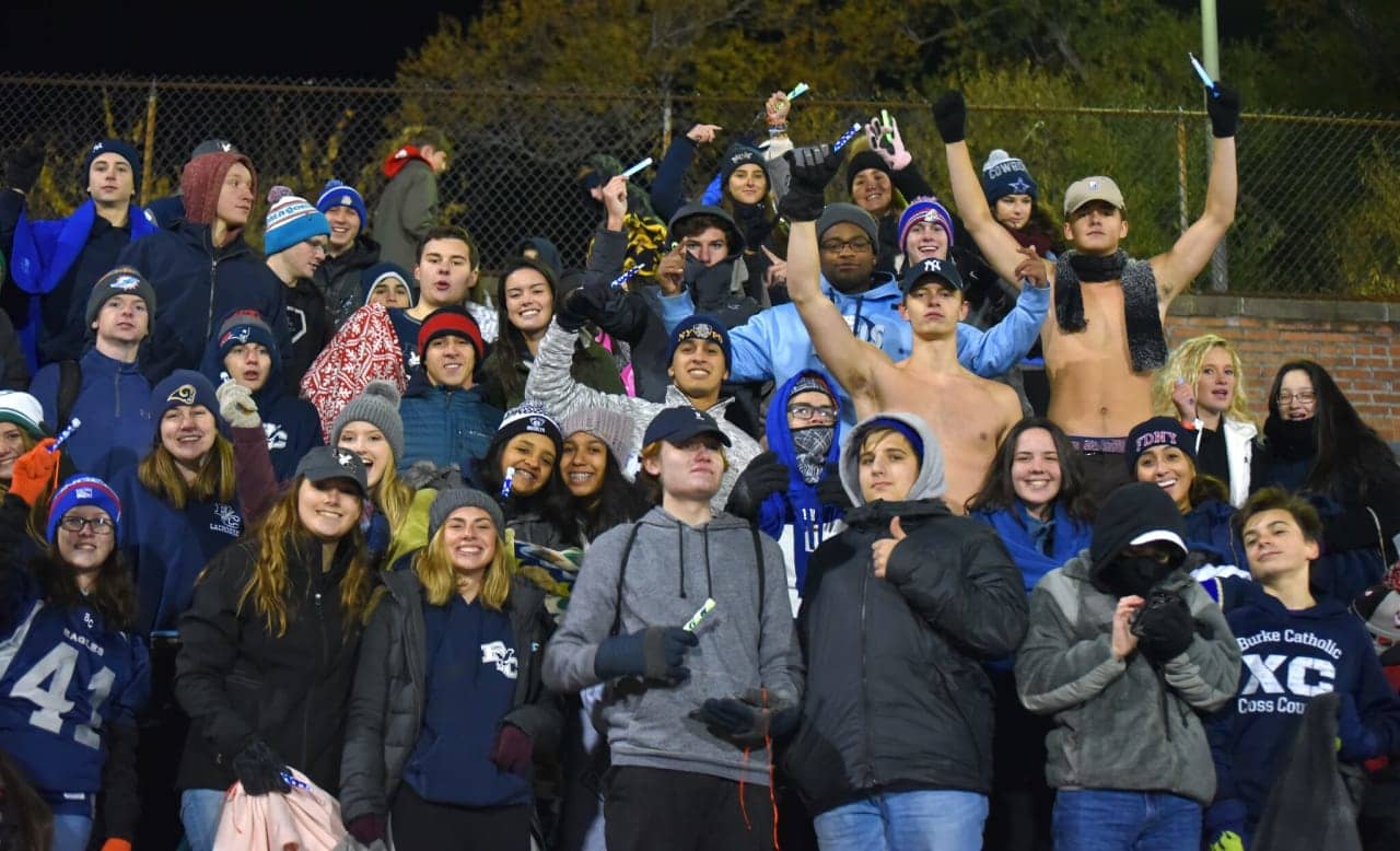 Students from Burke Catholic dressed in blue during Saturday's football game in honor of Diabetes Awareness Month.
