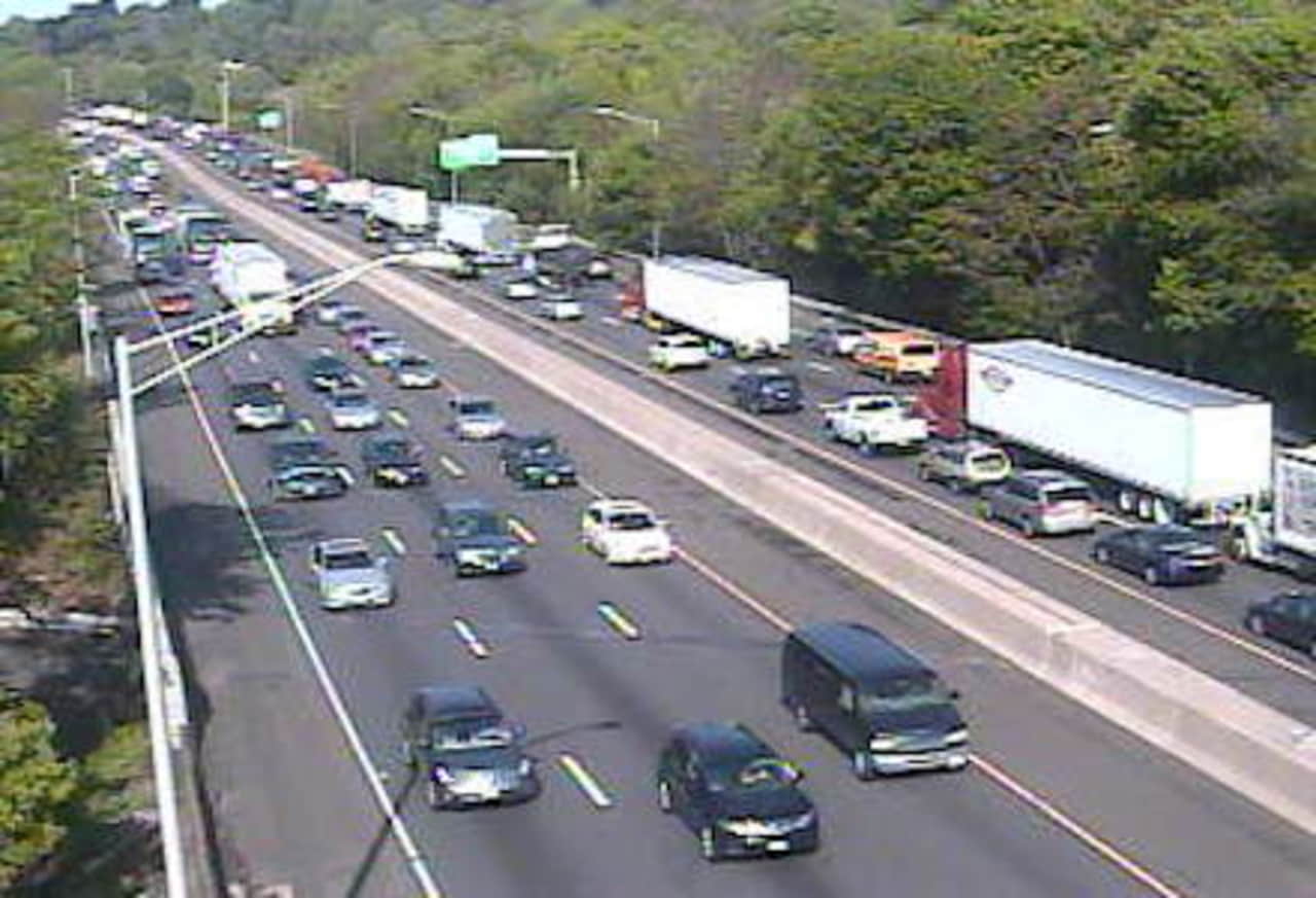 Traffic is slow on I-95 North after an accident.