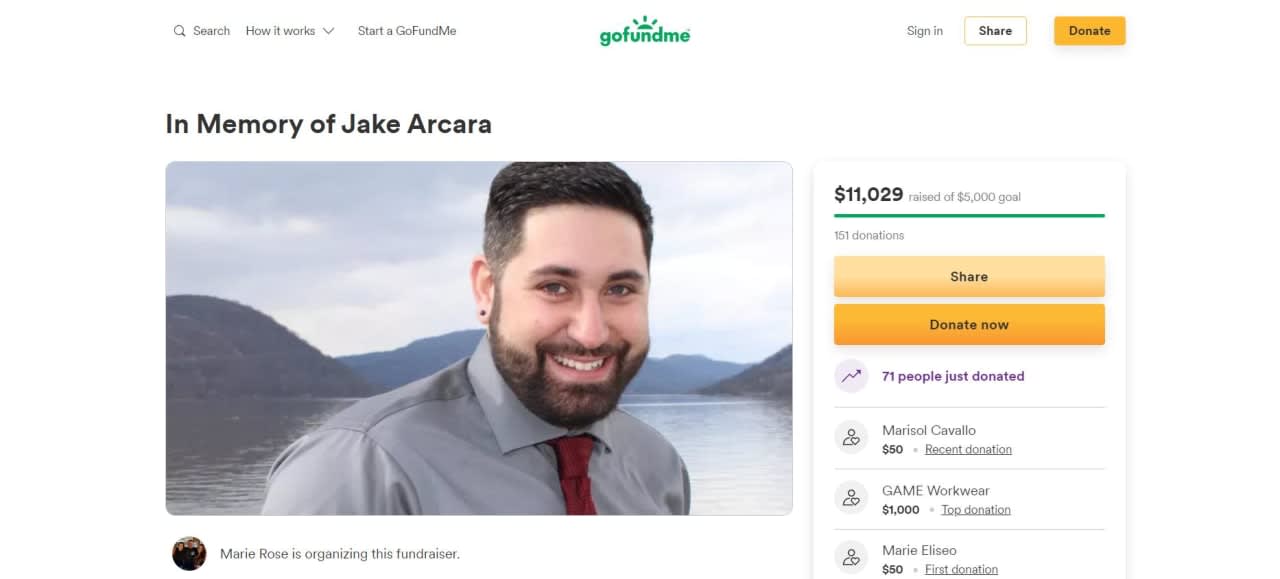 A GoFundMe created to support Jake Arcara's family has received more than $11,000 in donations.