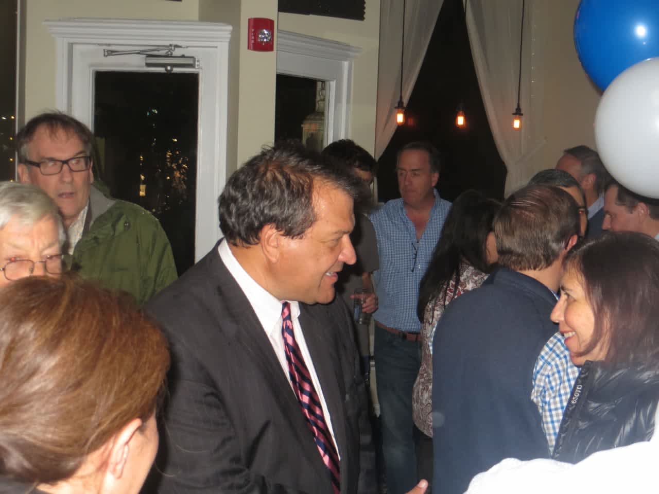 George Latimer arrives at his Election Night Celebration in White Plains late Tuesday night.