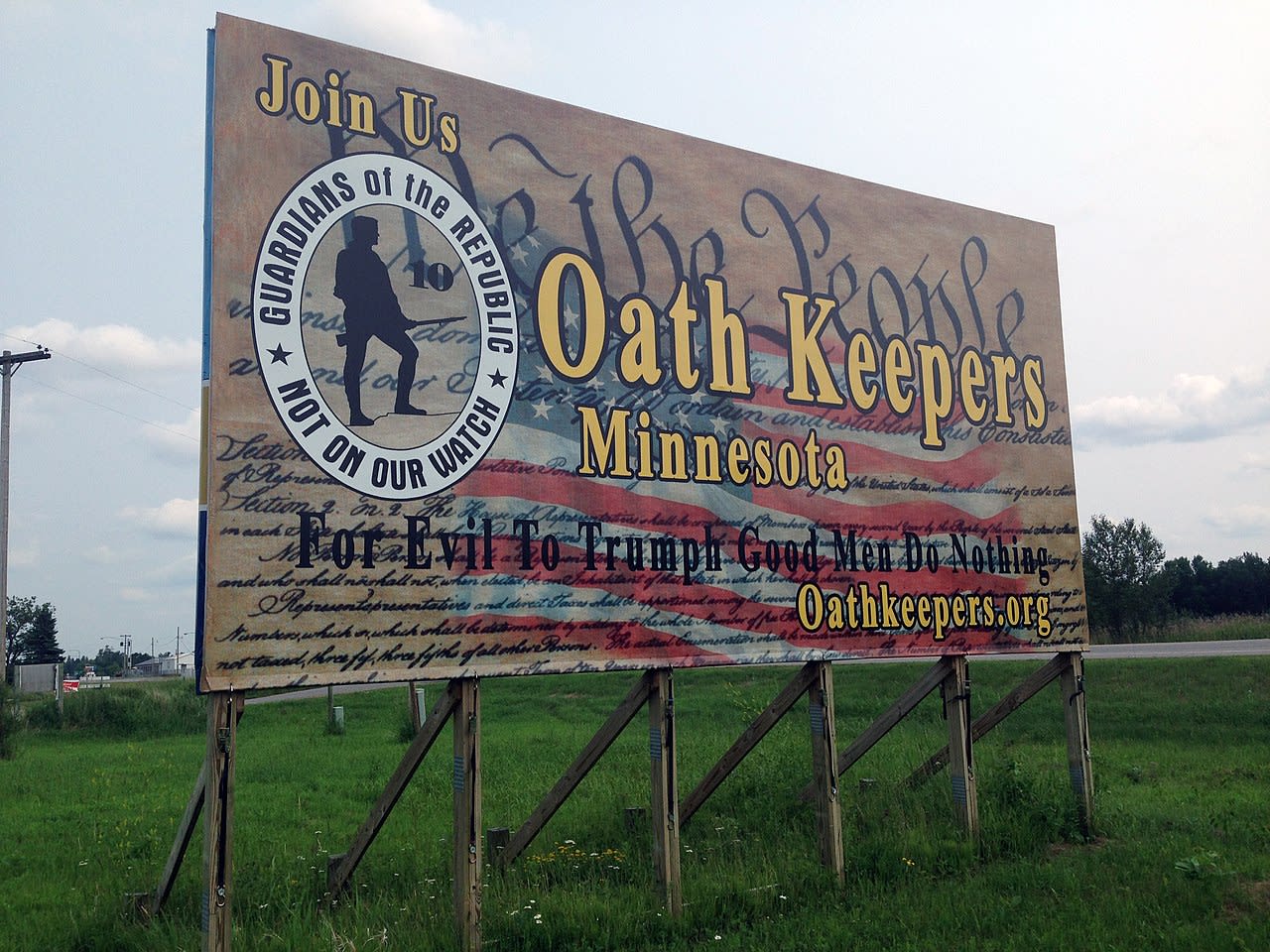 Oath Keepers recruitment sign.
