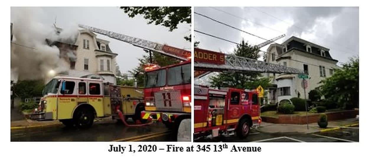Funeral home fire in Newark, July 1.
