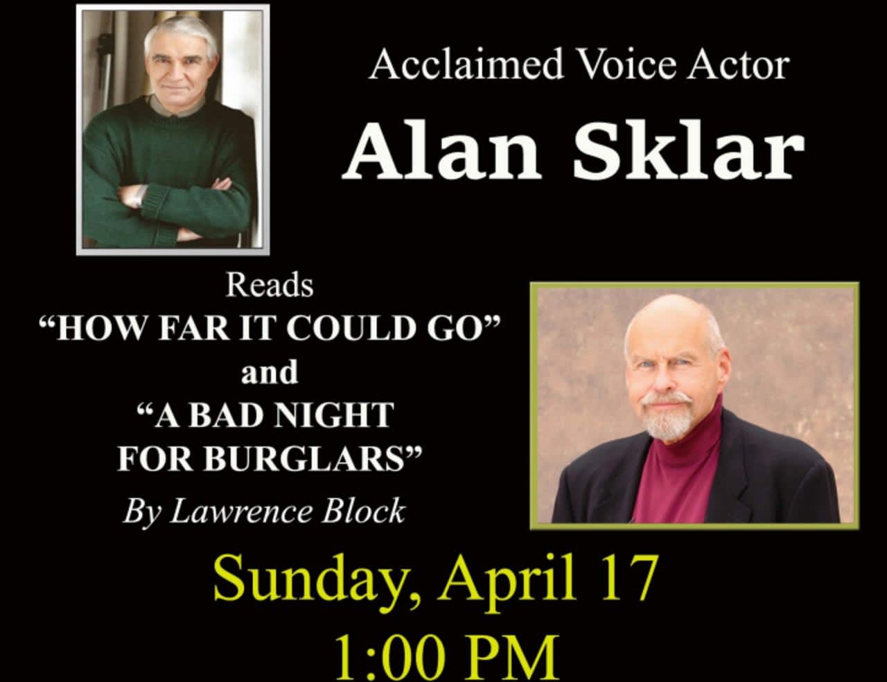 Voice actor Alan Sklar will visit the North Castle Public Library.