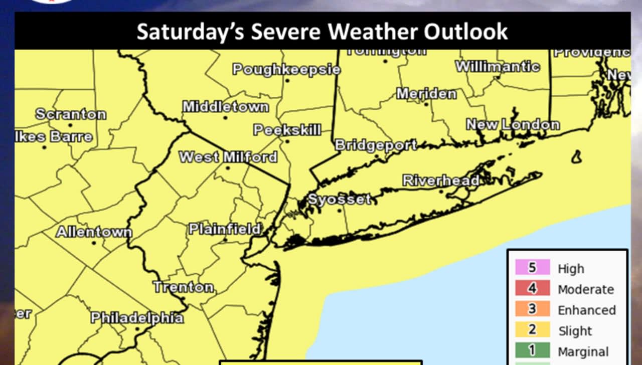 The storm threat Saturday extends throughout the tristate area.