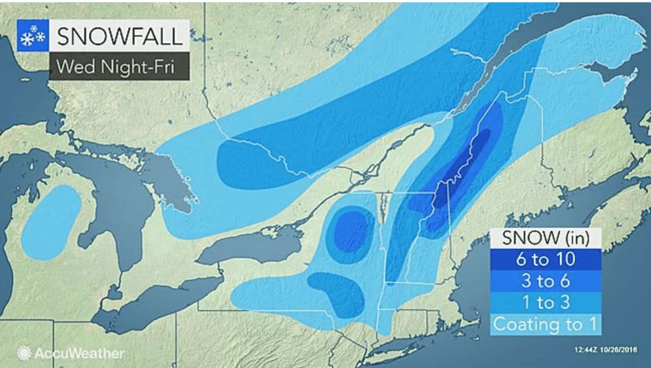 Some parts of the Hudson Valley could see between 3 to 6 inches of snow Thursday.