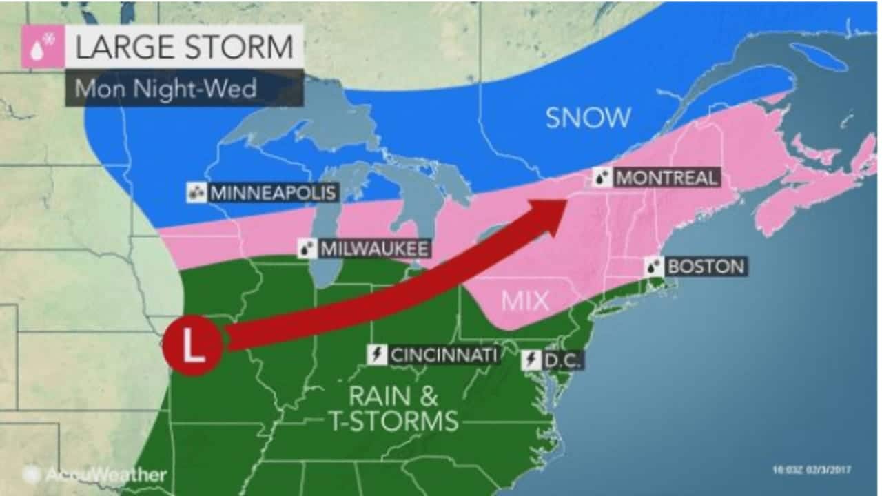 The storm is expected to impact the Hudson Valley Monday night through Wednesday.