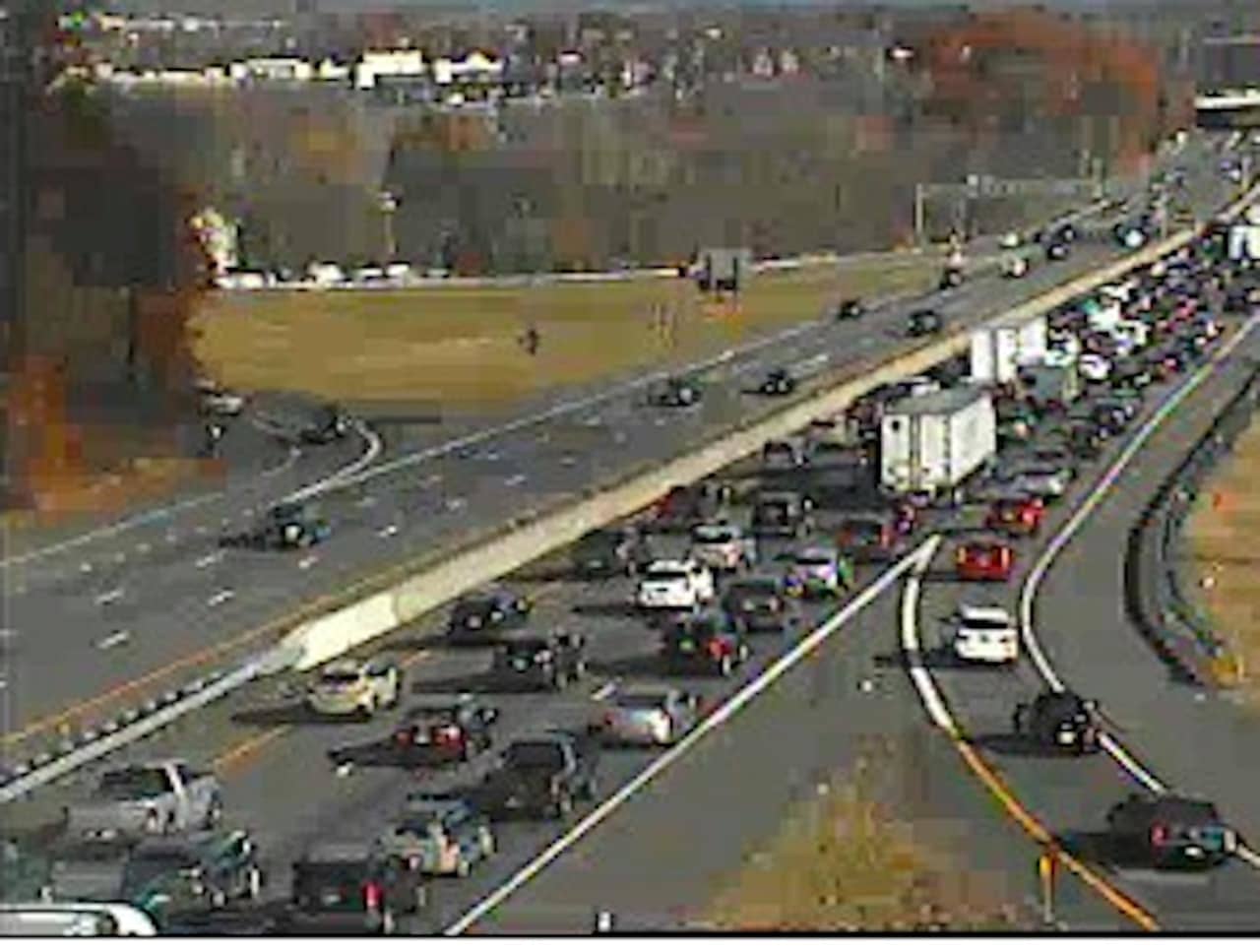 A look at the heavy delays Sunday afternoon on I-87 in Rockland near the Garden State Parkway connector (Exit 14A).