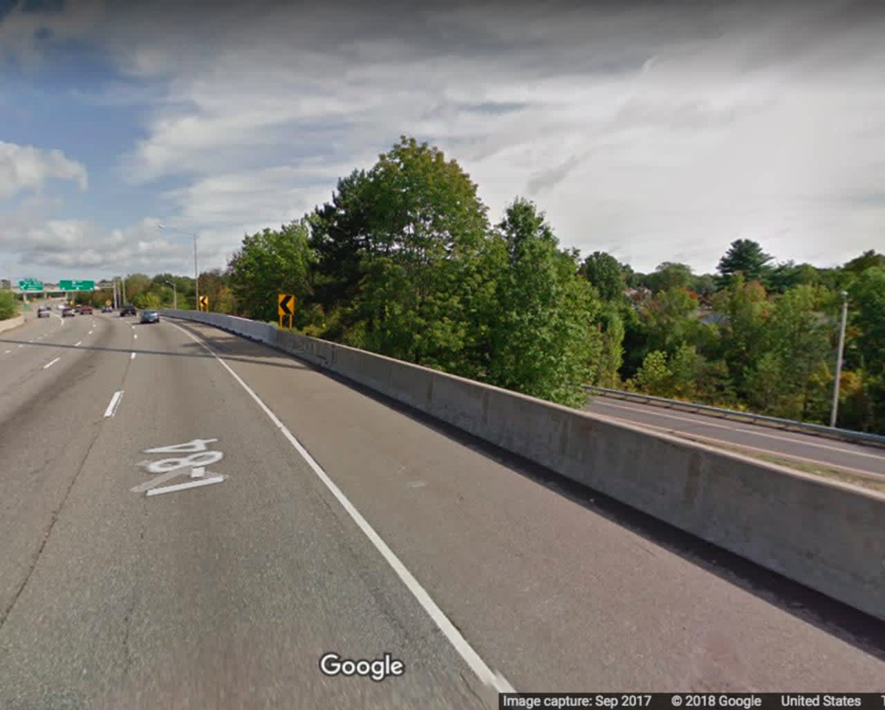 The area of I-84 where the road-rage incident and shooting occurred.