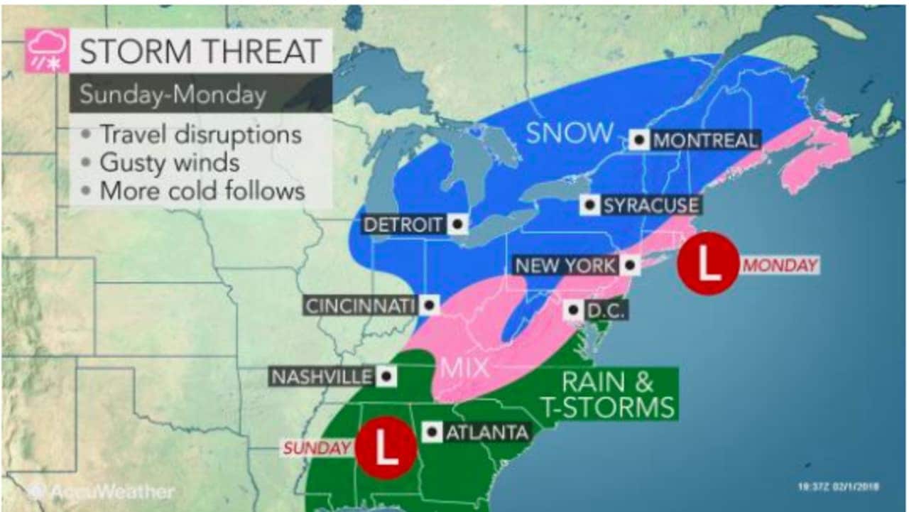 A look at the storm threat on Super Bowl Sunday.