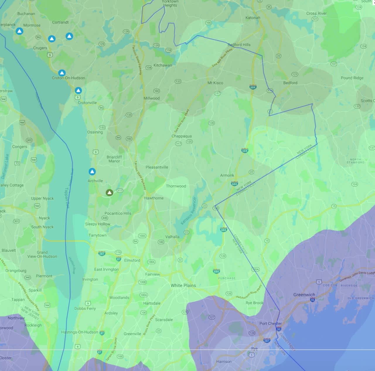 The Con Edison Outage Map as of 4:15 on Friday afternoon.