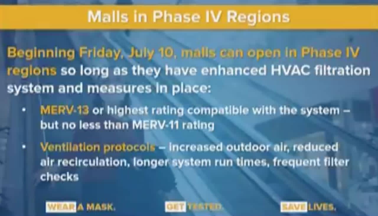 Malls will be opening on Friday, July 10 with some restrictions in place.
