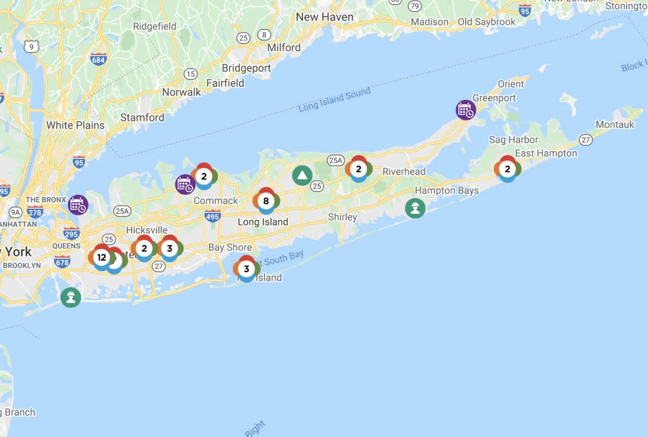 The PSEG Long Island outage map more than 24 hours after the wind storm on Tuesday, Nov. 3.
