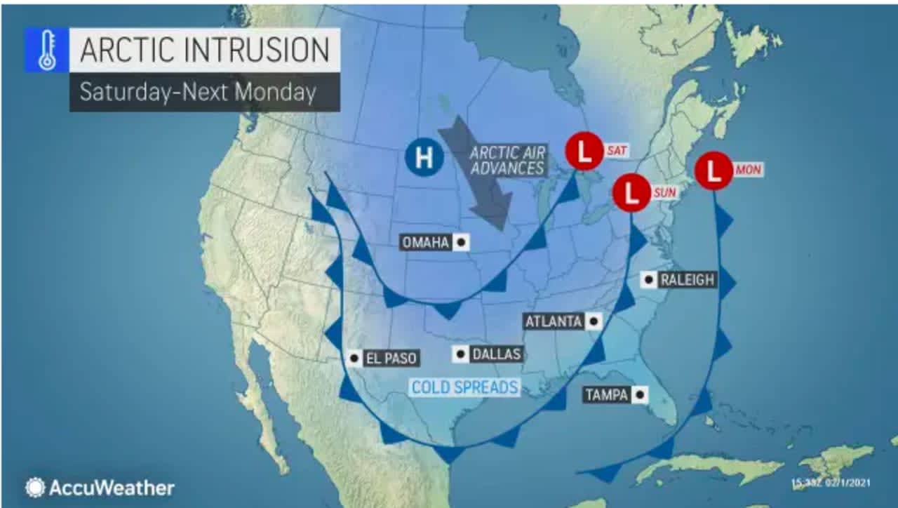 An Arctic blast will return this weekend, lasting into early next week.