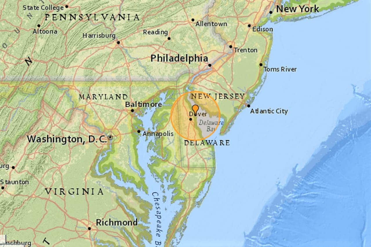 The quake officially was recorded at 4:47 p.m. 10 kilometers east/northeast of Dover.