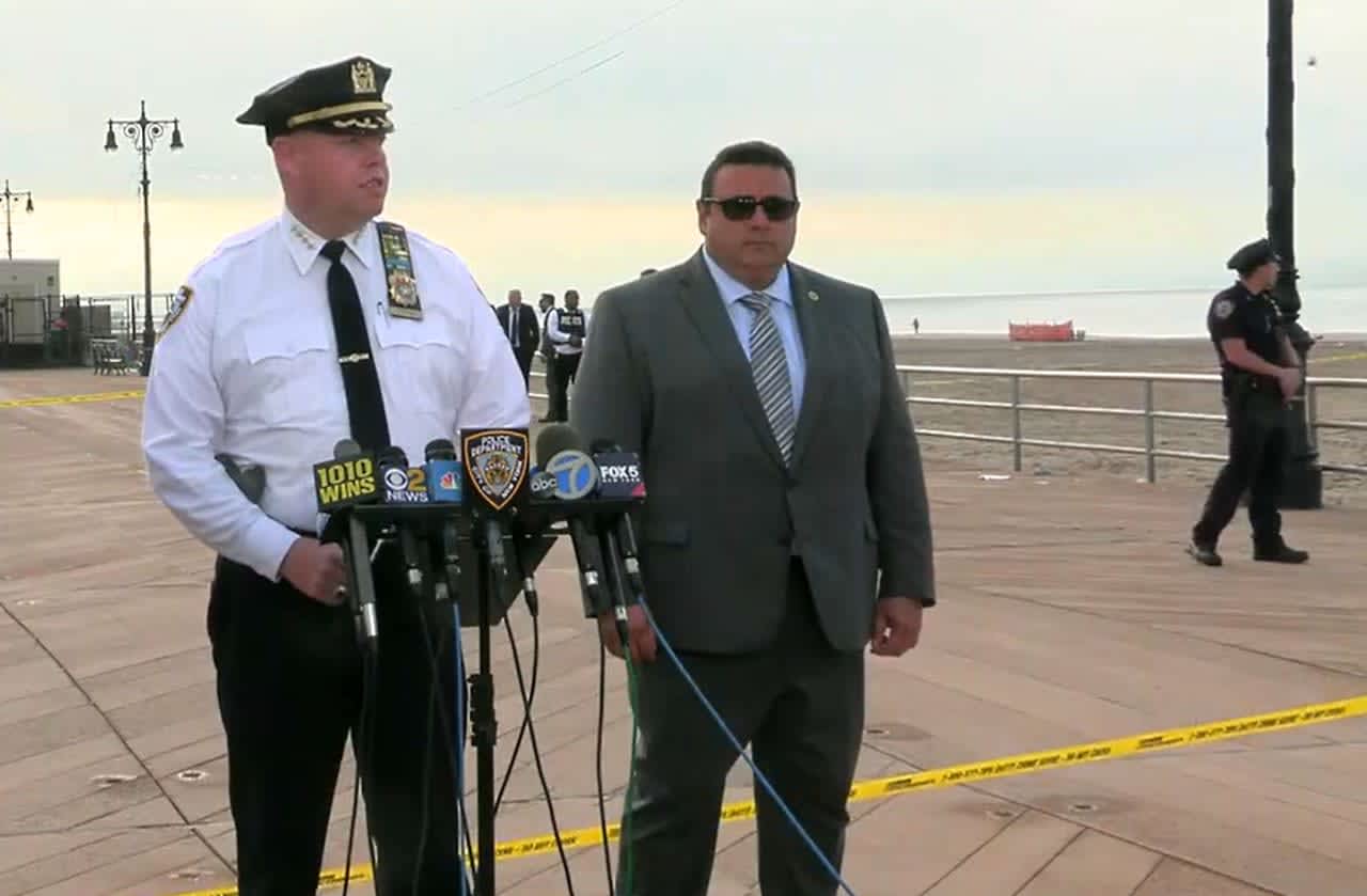 NYPD Chief of Department Kenneth Corey at a news conference on the Coney Island boardwalk near where the children were found.