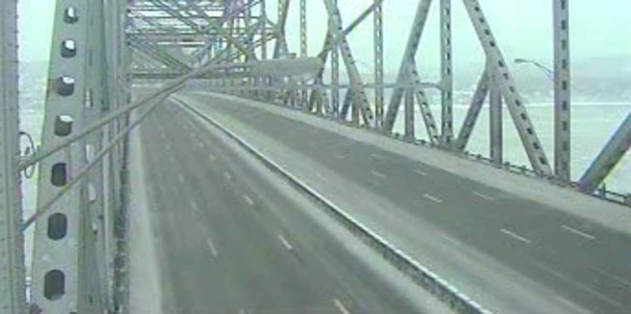 The Tappan Zee Bridge remains open but there is not a car in sight in this photo taken at 8:30 a.m. Wednesday.