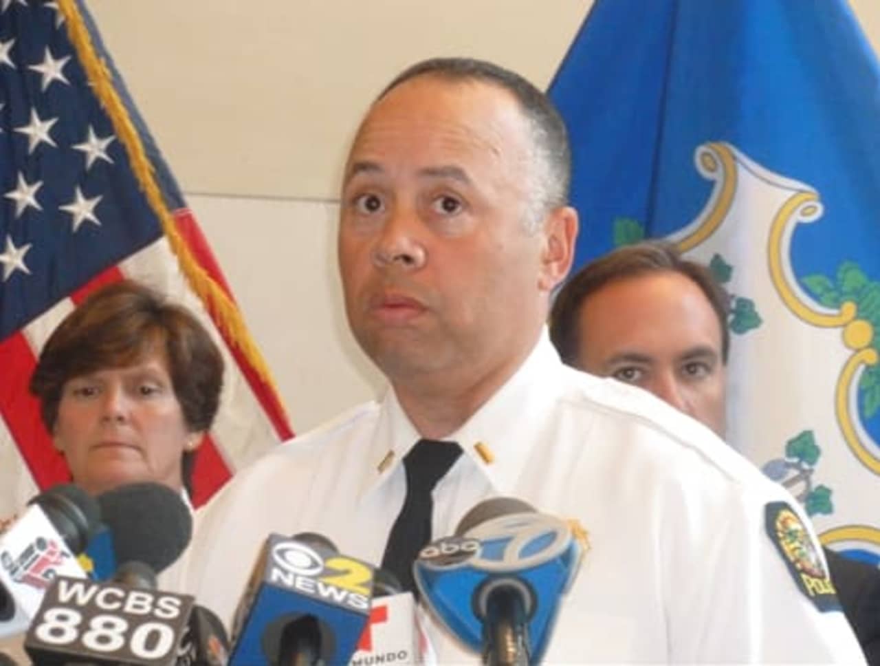 Greenwich Police Lt. Kraig Gray talks during a press conference Thursday about the boating-related death of 16-year-old Emily Fedorko. 