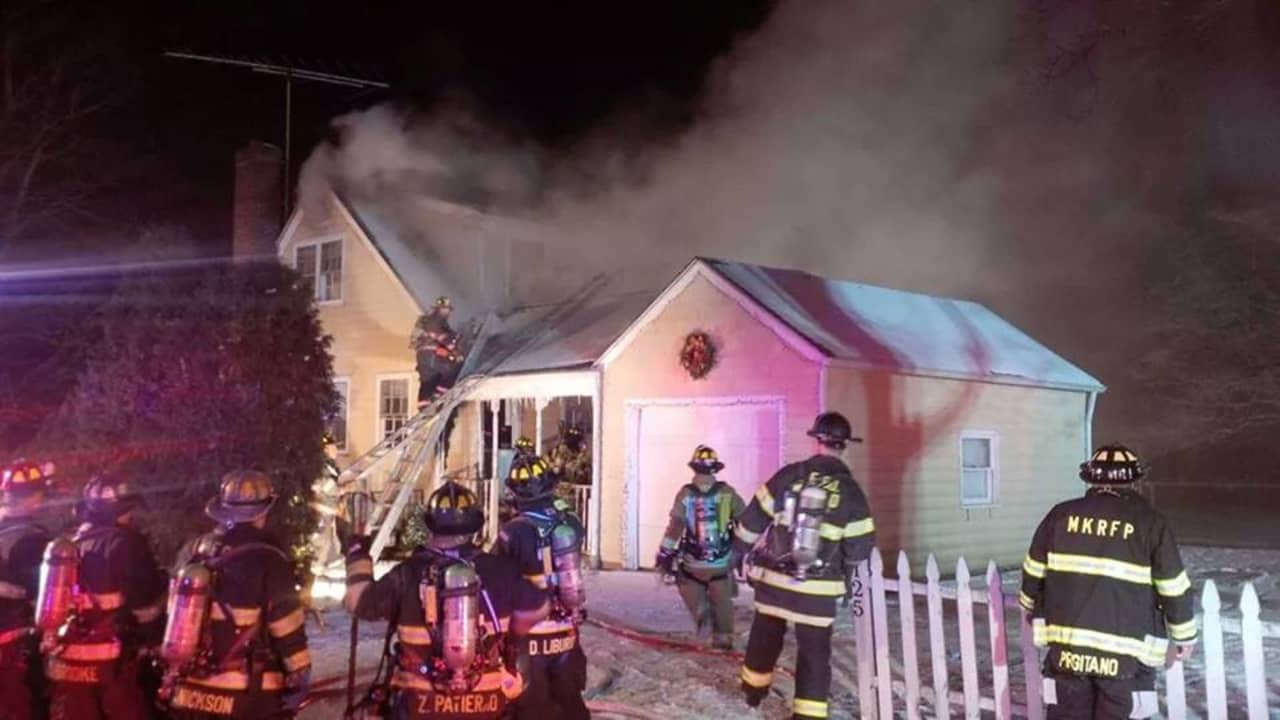 Firefighters respond to a Mount Kisco house fire on Spring Street.