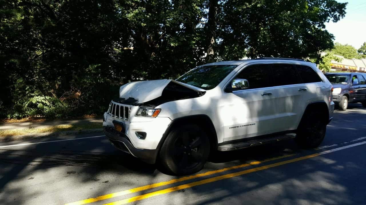 A Jeep rear ended a truck on Saddle River Road in Ramapo.