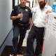 Rabbi Lerman delivers cases of water to the Rutherford Police Department.