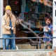 Elle Fanning and Peter Dinklage shooting a scene for "I Think We're Alone Now" in Hastings.