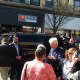 Former President Bill Clinton mingling with people along Martine Avenue in White Plains on Tuesday.