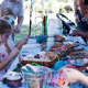 Kids get creative while making jewelry at last year's Art in the Park event in Piermont.