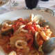 Homemade fettuccine with clams, calamari and pink tomato sauce at Trattoria Il Cafone in Lyndhurst..