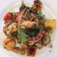A plate of Polpo Meriterraneo (grilled octopus, portobello mushrooms, eggplant puree, fingerling potatoes, and bell peppers) is a filling antipasto at Cielo in Wilton, Conn.