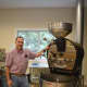 Ed Freedman makes about 20 pounds of roasted coffee beans at a time at Shearwater Coffee Roasters of Trumbull.