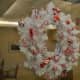 Many wreaths are on display throughout the hallways.