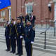 Members of the New Canaan Police Honor Guard post the colors at the Sept. 11 ceremony.