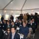 A packed crowd gathers under a tent to hear remarks prior to a groundbreaking at Chappaqua Crossing.