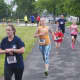 Runners head for the finish at Sunday's 5K.