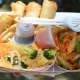 A Thai food combo platter from Aroy-D, The Thai Elephant Truck.