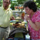 Debbie Fearon of Waldwick and Norman Levine of Ramsey lay out their feast atop a stroller.