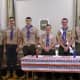 Scoutmaster Bill Severino and five Eagle Scouts from Troop 17.