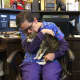 Eileen Bittmann of Meisels Animal Hospital in Elmwood Park spends some time with resident cat Mister. 