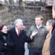 Braving cold and wind, State Rep. Gail Lavielle, Norwalk Mayor Harry Rilling, U.S. Sen. Chris Murphy, State Sen. Bob Duff and State Rep. Fred Wilms discuss needed improvements to the East Norwalk train station and vicinity.