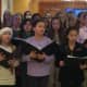 Students from Trumbull's Hilltop Middle School sing at the St. Vincent's Medical Center tree lighting Dec. 1. 