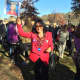 Greenwich resident Naima Shea at the Hillary Pantsuit Flashmob in Chappaqua on Election Day 2016.