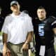 Mahwah High School Varsity Football Coach Jeff Remo with Quarterback James Ciliento, left, and Runningback Mike Peltekian.