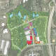 A rendering of the bioscience and technology center on vacant land next to the Westchester Medical Center in Valhalla.