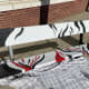 Students painted this "Spirit Bench" at Saxe Middle School in New Canaan.
