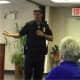 New Rochelle Police officers along with New Rochelle Cares AIP visited the Doyle Center recently to visit with seniors and offer them safety tips.