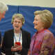Hillary and Bill Clinton chat with Chappaqua Schools Superintendent Lyn McKay. The Clintons came to Douglas G. Grafflin Elementary School on Tuesday to cast their votes for New York's Democratic presidential primary.