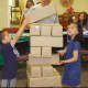 Kids played a giant Jenga-type game as part of the festivities.